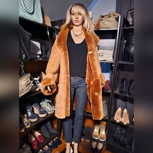 Womens camel shearling coat. Size large